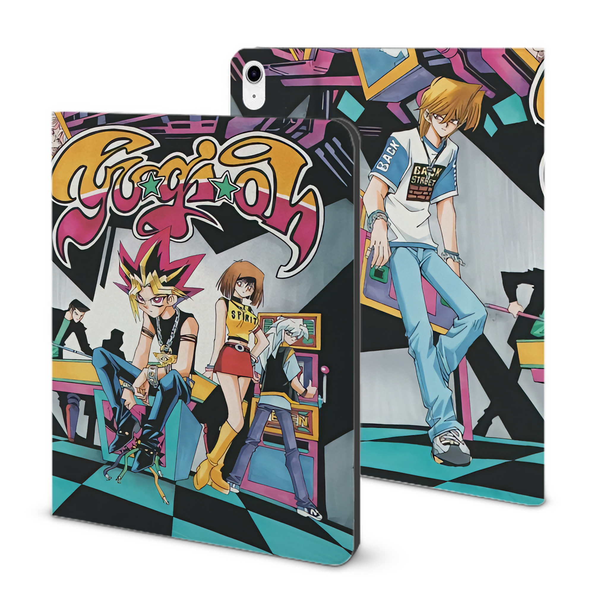（画像用） 遊☆戯☆王 Yu-Gi-Oh! IPad ケース ブック型 PUレザー TPU 耐衝撃 軽量 薄型 ペン収納なし 全面保護 IPad 各モデル対応